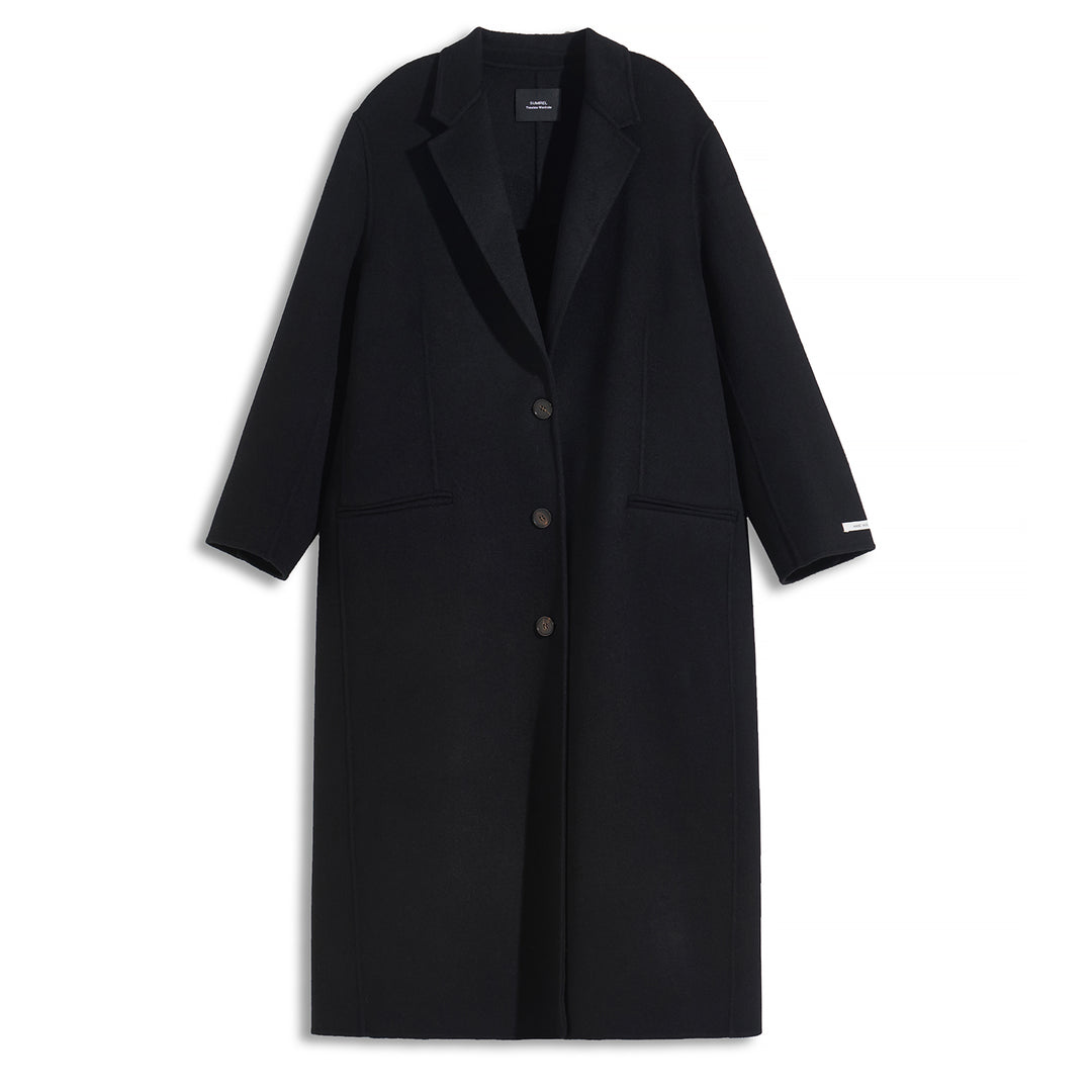 Minimalist Wool Blend Long Coat – 5% Cashmere Tailored Winter Coat for Women SCT303
