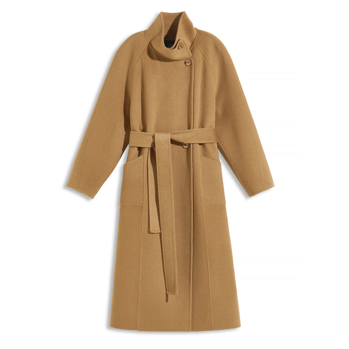Luxury 10% Cashmere Wool Blend Belted Long Coat for Women SCT601