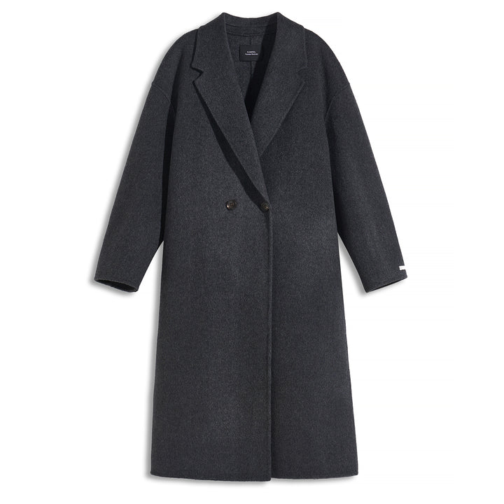 Luxury Wool Coat 5% Cashmere Blend – Minimalist Longline Tailored Overcoat for Women SCT304
