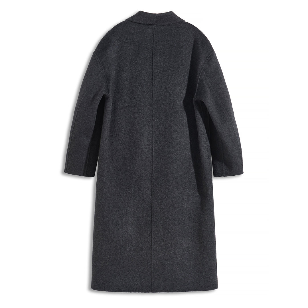 Luxury Wool Coat 5% Cashmere Blend – Minimalist Longline Tailored Overcoat for Women SCT304