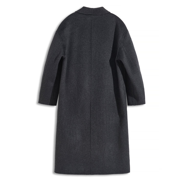 Luxury Wool Coat 5% Cashmere Blend – Minimalist Longline Tailored Overcoat for Women SCT304
