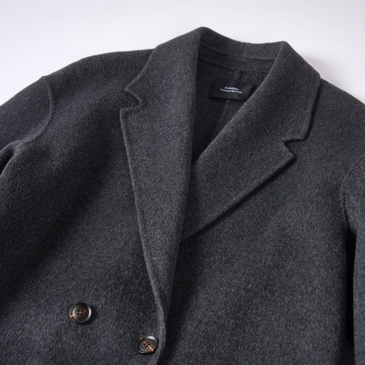Luxury Wool Coat 5% Cashmere Blend – Minimalist Longline Tailored Overcoat for Women SCT304