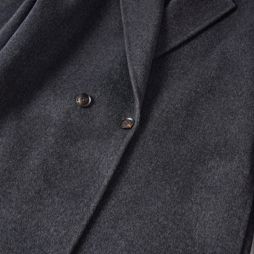 Luxury Wool Coat 5% Cashmere Blend – Minimalist Longline Tailored Overcoat for Women SCT304