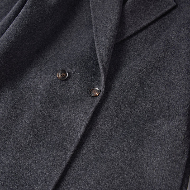 Luxury Wool Coat 5% Cashmere Blend – Minimalist Longline Tailored Overcoat for Women SCT304