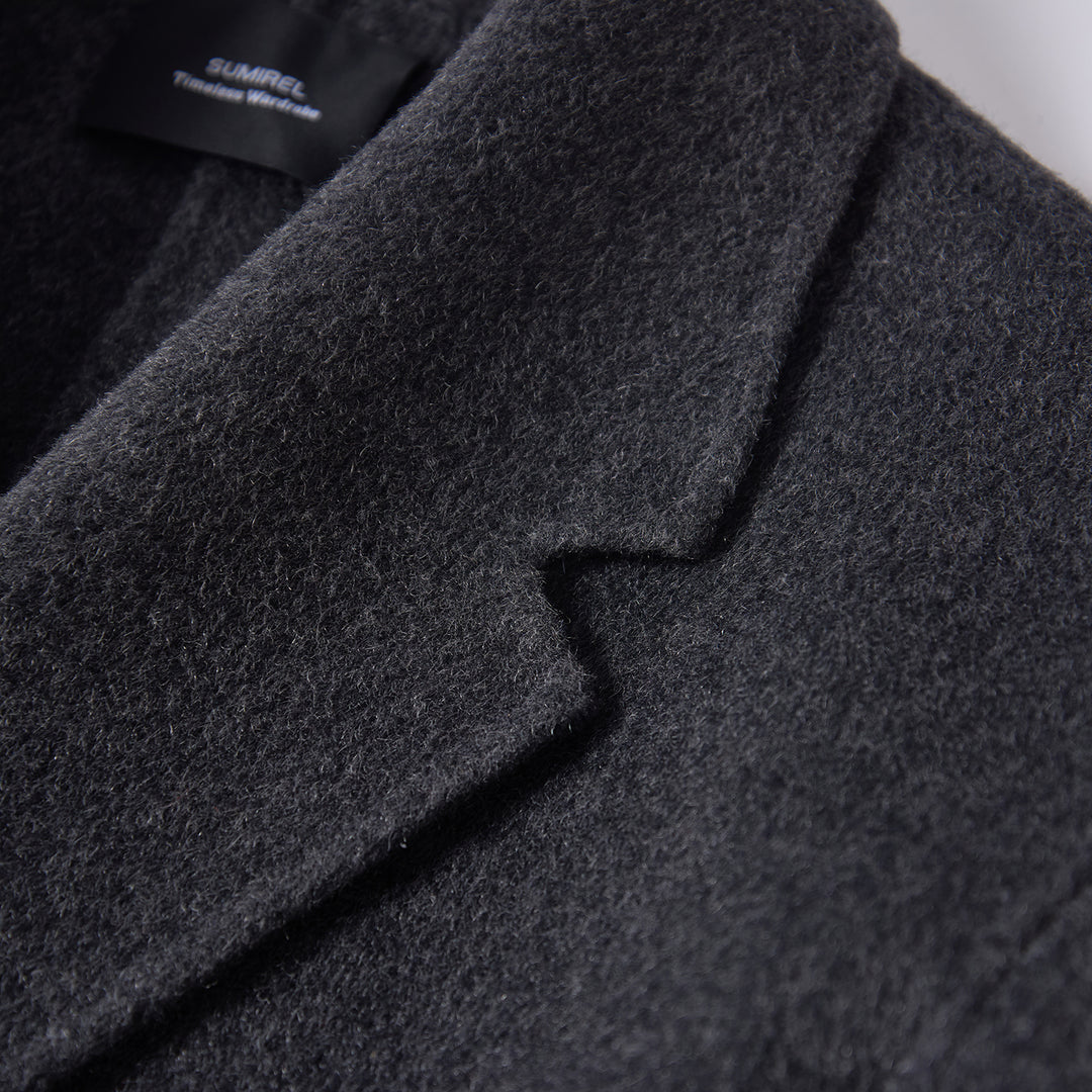 Luxury Wool Coat 5% Cashmere Blend – Minimalist Longline Tailored Overcoat for Women SCT304