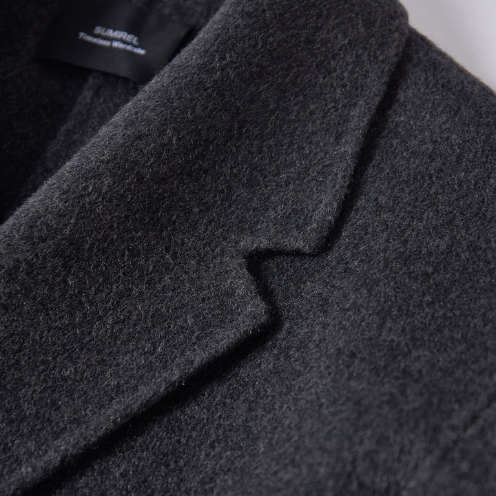 Luxury Wool Coat 5% Cashmere Blend – Minimalist Longline Tailored Overcoat for Women SCT304
