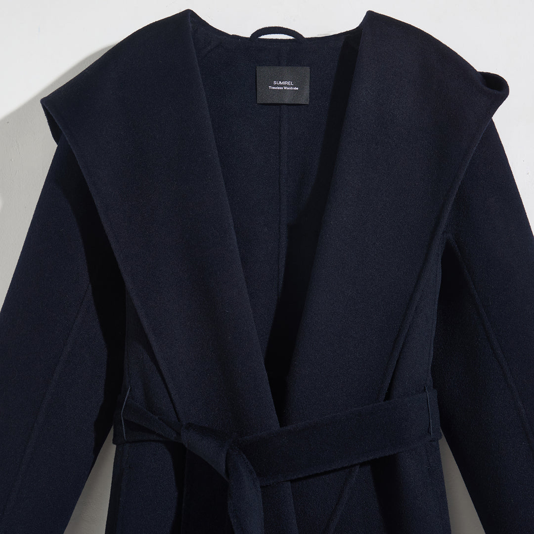 10% Cashmere Belted Long Coat – Elegant Wrap Winter Coat SCT604