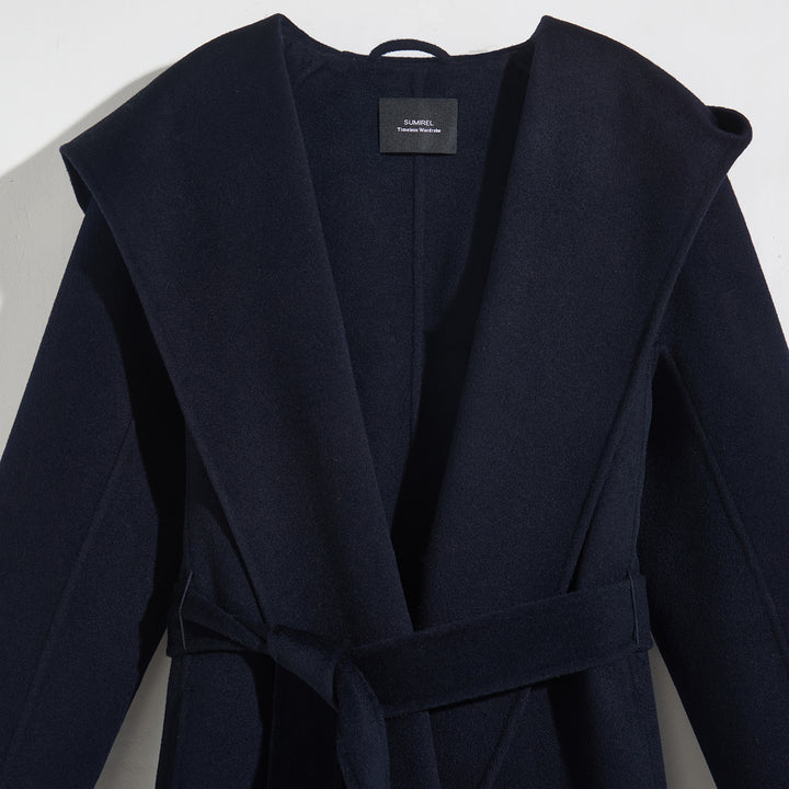 10% Cashmere Belted Long Coat – Elegant Wrap Winter Coat SCT604