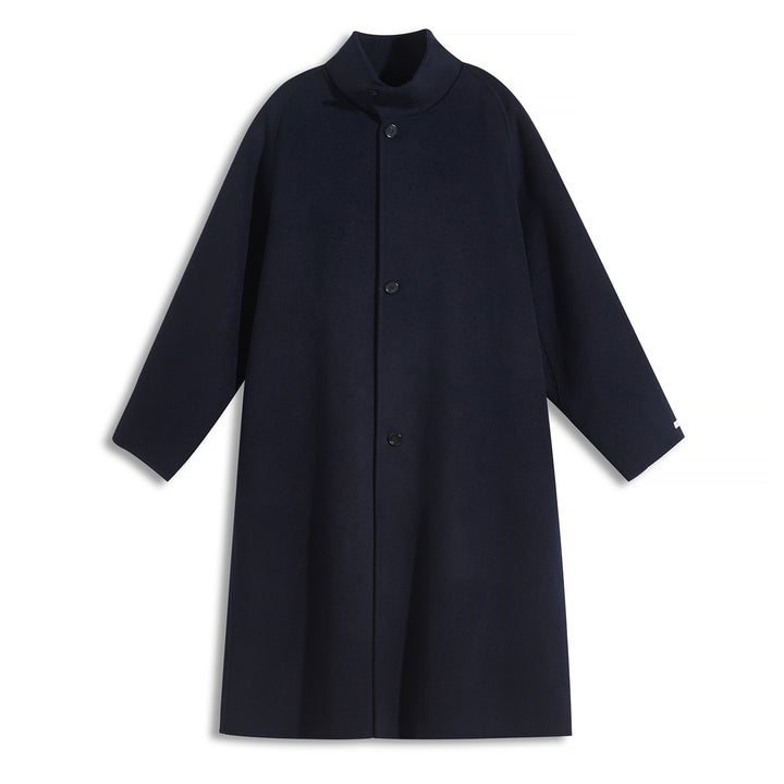 10% Cashmere Wool Minimalist Long Coat – Elegant High Neck Winter Coat SCT603