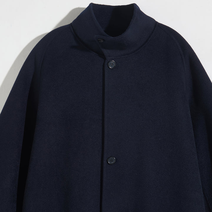 10% Cashmere Wool Minimalist Long Coat – Elegant High Neck Winter Coat SCT603