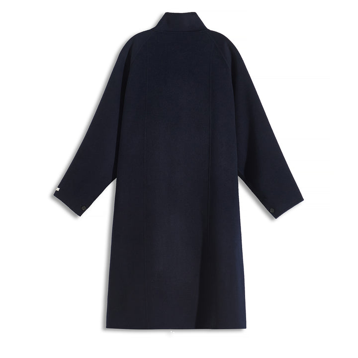 10% Cashmere Wool Minimalist Long Coat – Elegant High Neck Winter Coat SCT603
