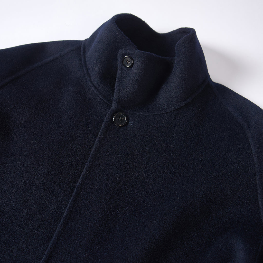 10% Cashmere Wool Minimalist Long Coat – Elegant High Neck Winter Coat SCT603