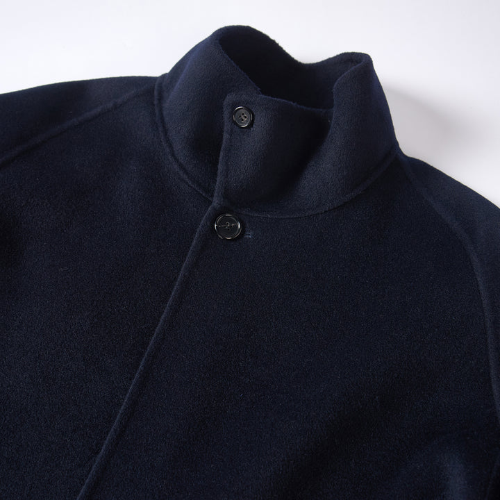 10% Cashmere Wool Minimalist Long Coat – Elegant High Neck Winter Coat SCT603