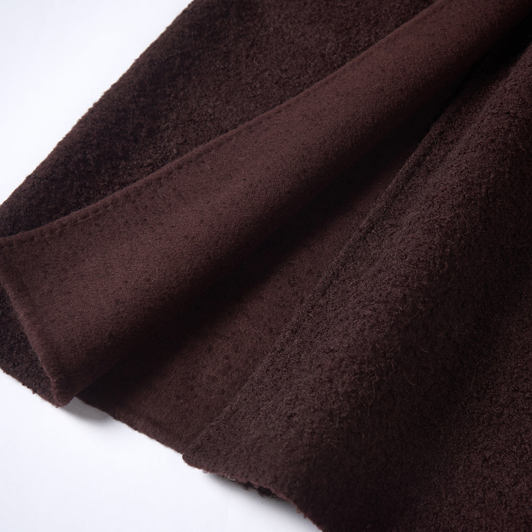 10% Cashmere Wool Textured Long Coat – Minimalist Elegant Winter Coat SCT602