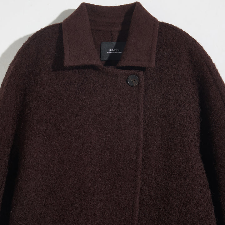 10% Cashmere Wool Textured Long Coat – Minimalist Elegant Winter Coat SCT602