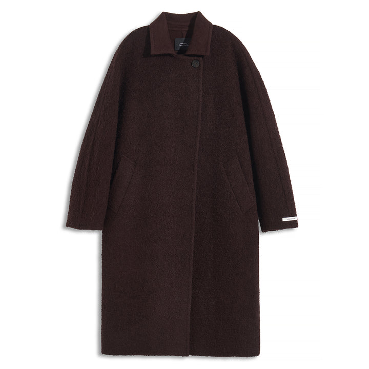 10% Cashmere Wool Textured Long Coat – Minimalist Elegant Winter Coat SCT602