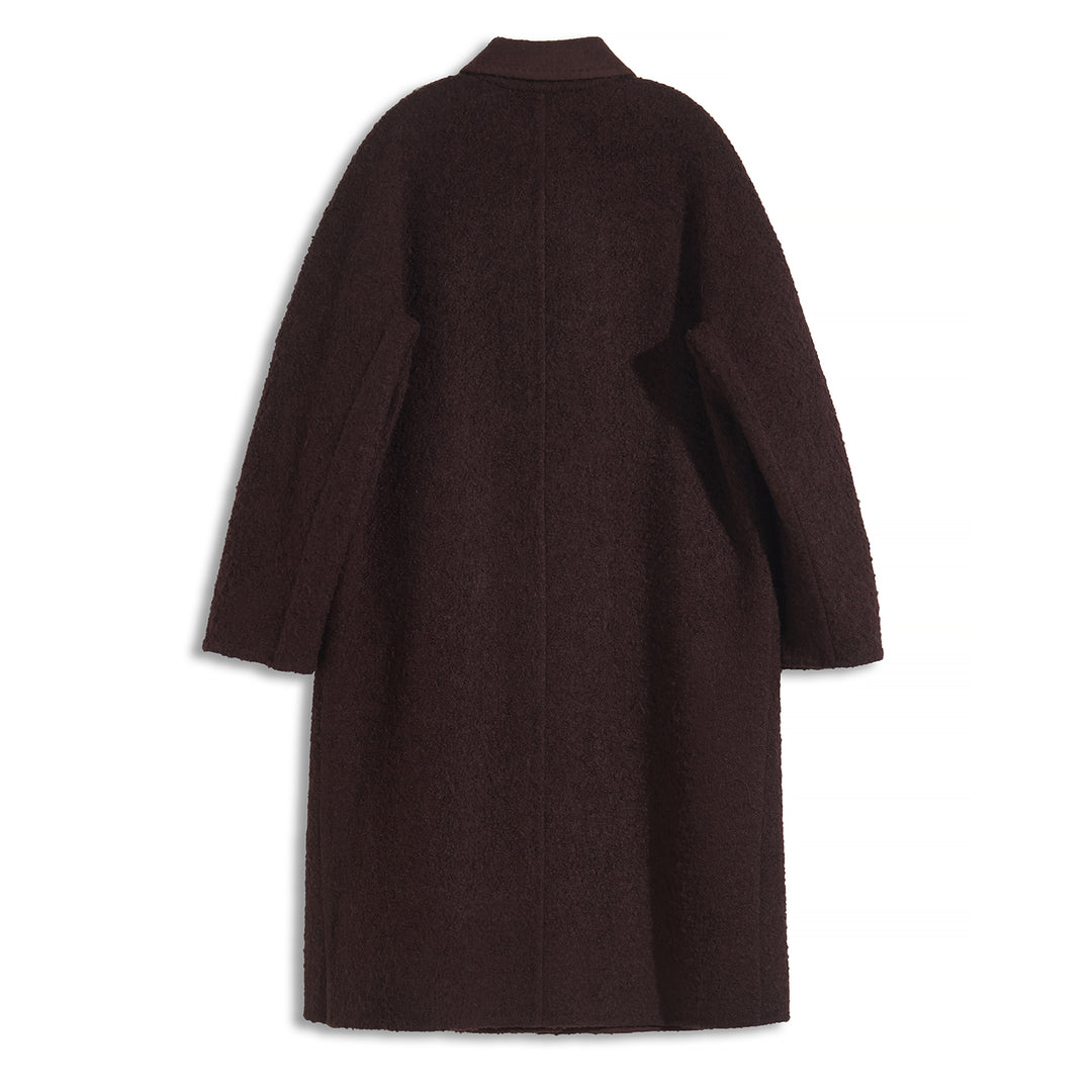 10% Cashmere Wool Textured Long Coat – Minimalist Elegant Winter Coat SCT602