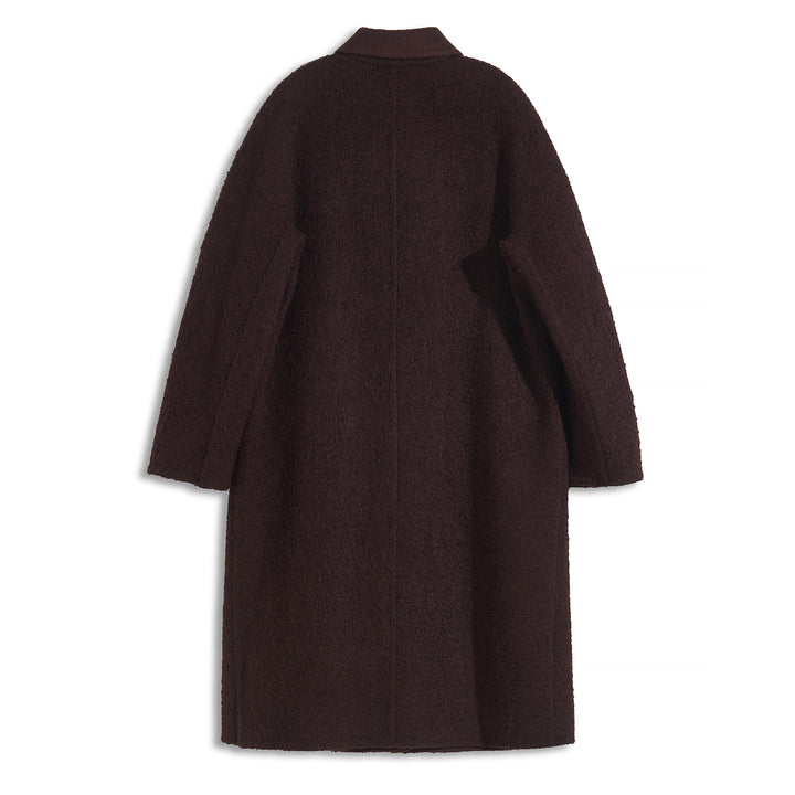 10% Cashmere Wool Textured Long Coat – Minimalist Elegant Winter Coat SCT602