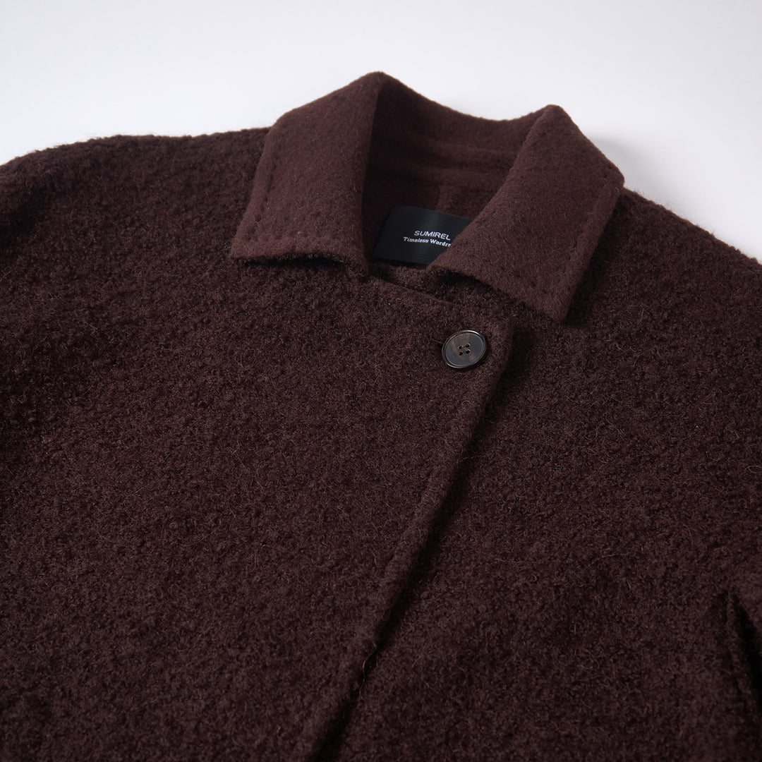 10% Cashmere Wool Textured Long Coat – Minimalist Elegant Winter Coat SCT602
