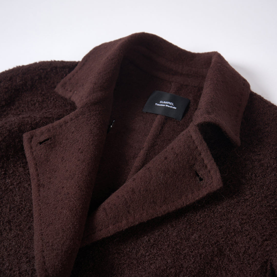 10% Cashmere Wool Textured Long Coat – Minimalist Elegant Winter Coat SCT602