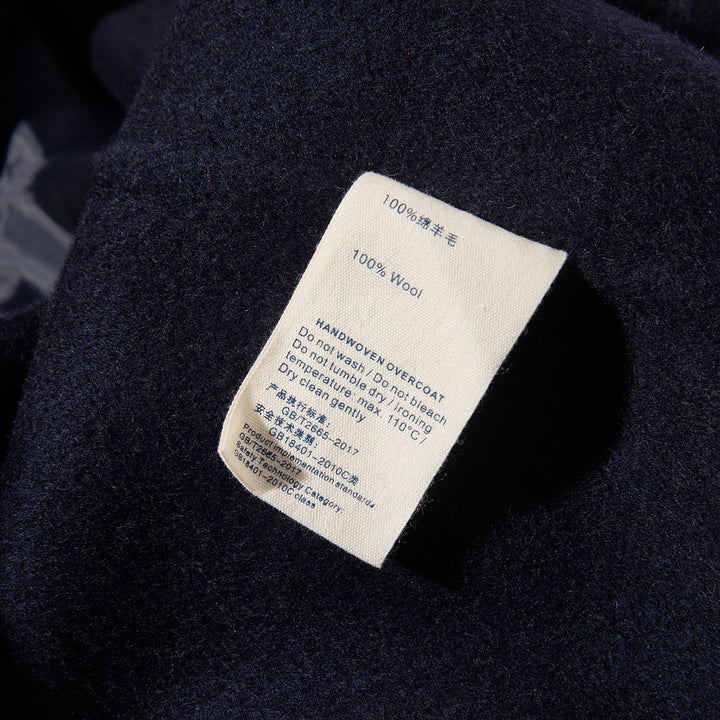 Relaxed Belted Long Wool Coat in Navy – 100% Wool SCT004