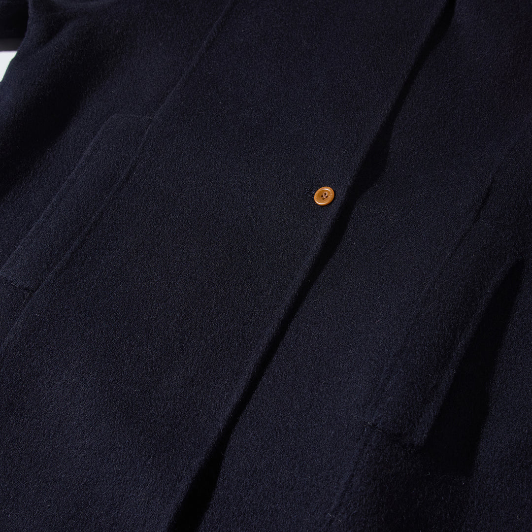 Relaxed Belted Long Wool Coat in Navy – 100% Wool SCT004