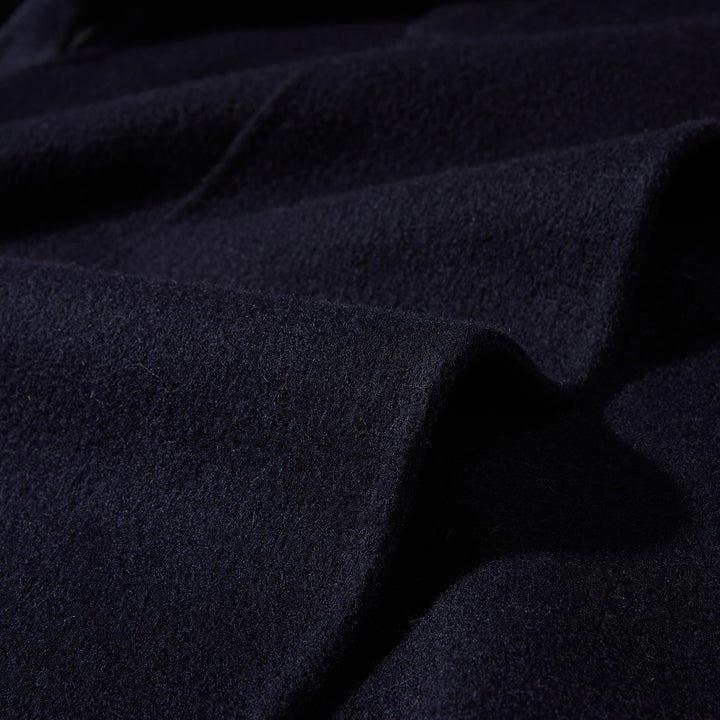 Relaxed Belted Long Wool Coat in Navy – 100% Wool SCT004