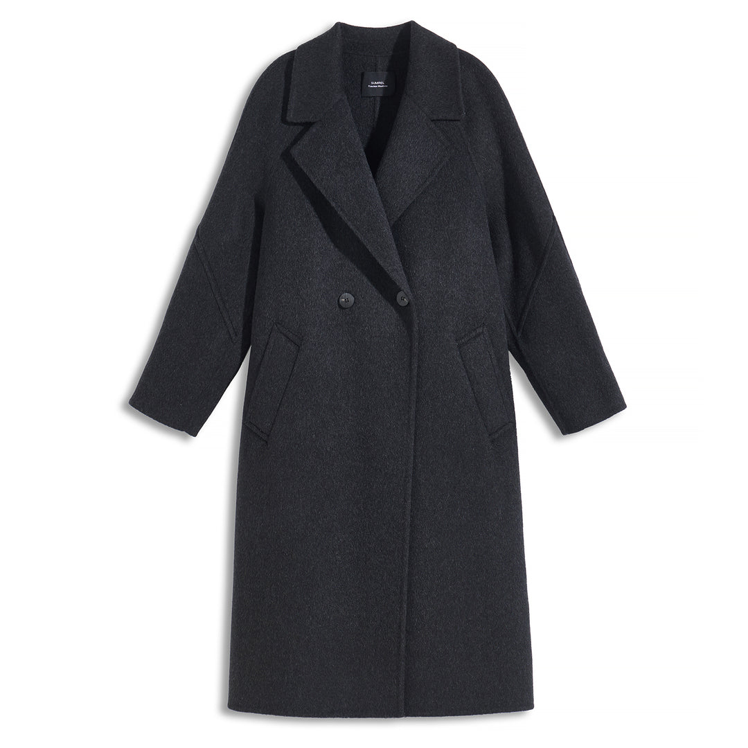 Sumirel Luxury Double-Breasted Cashmere Wool Long Coat SCT607