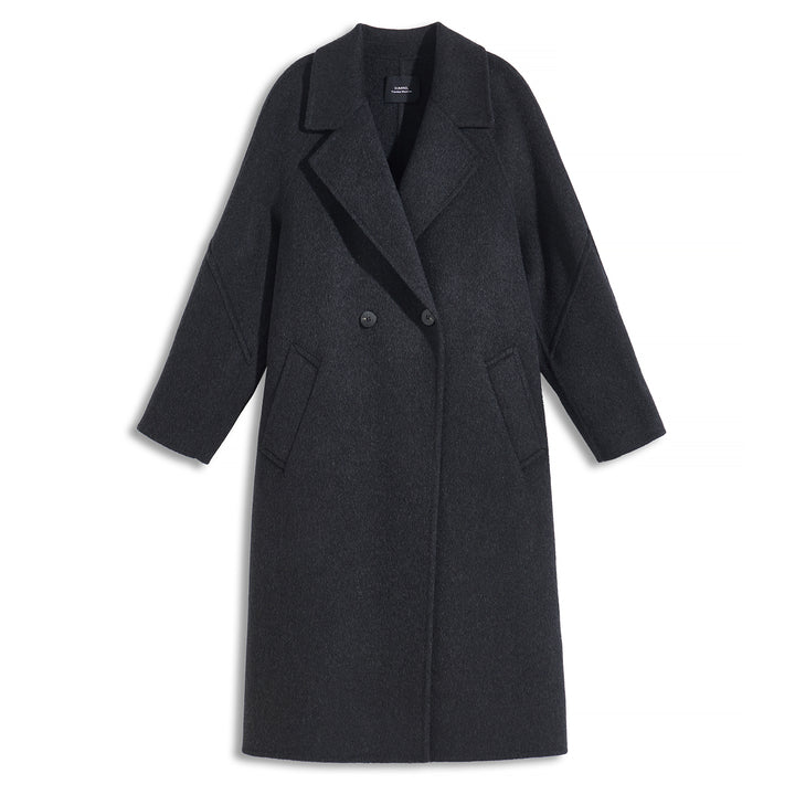 Sumirel Luxury Double-Breasted Cashmere Wool Long Coat SCT607
