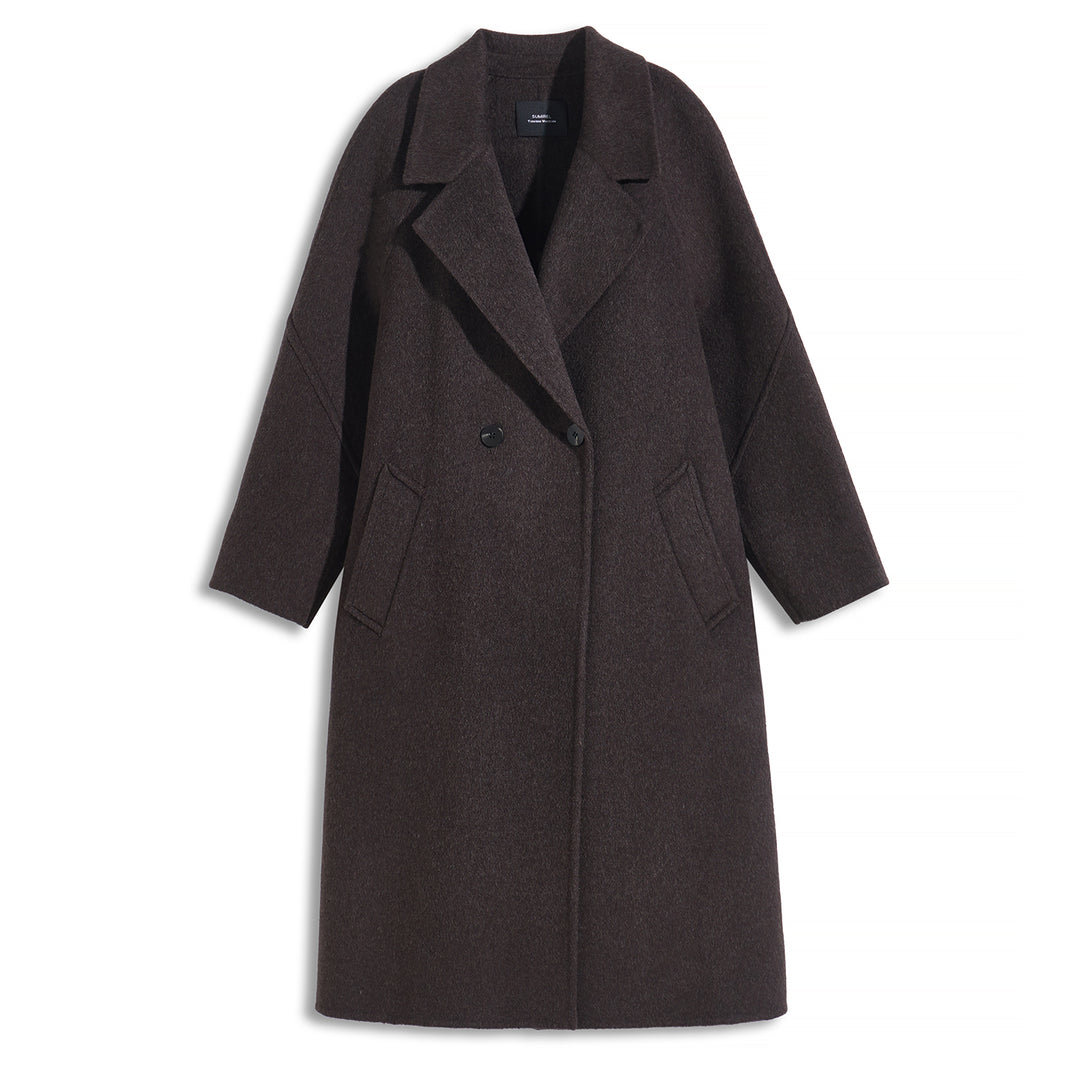 Sumirel Luxury Double-Breasted Cashmere Wool Long Coat SCT607
