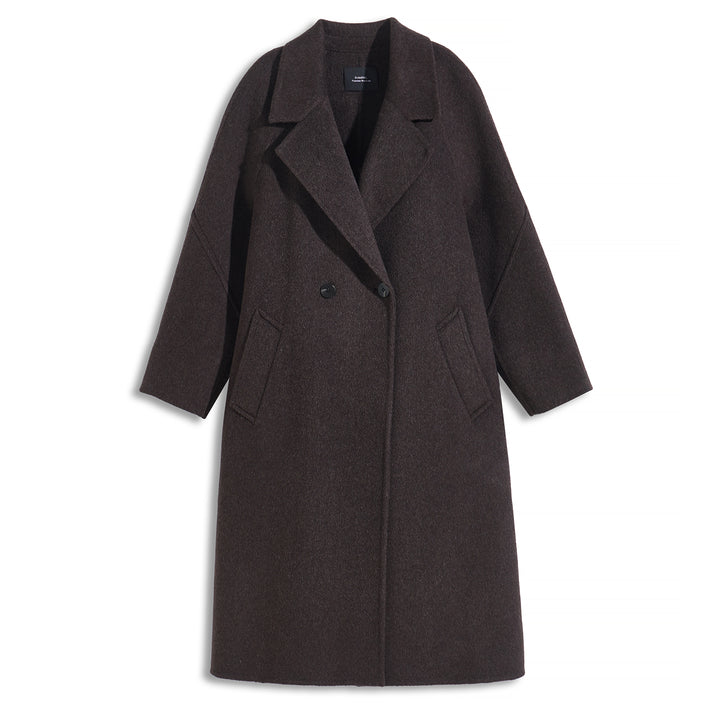 Sumirel Luxury Double-Breasted Cashmere Wool Long Coat SCT607