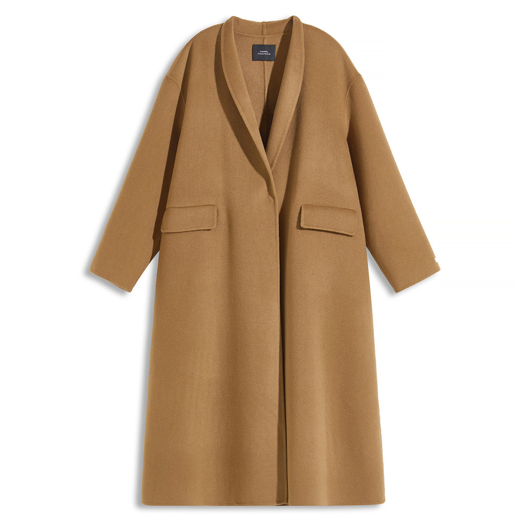 Women's Soft Wool Blend Long Coat with 5% Cashmere – Timeless Style SCT301