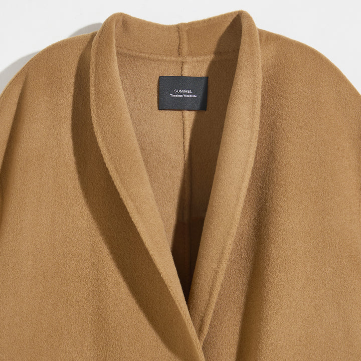 Women's Soft Wool Blend Long Coat with 5% Cashmere – Timeless Style SCT301