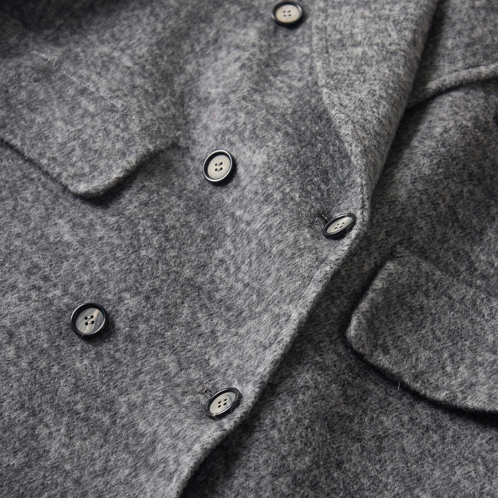 Relaxed V-Neck Long Wool Coat in Lilac – 100% Wool SCT005