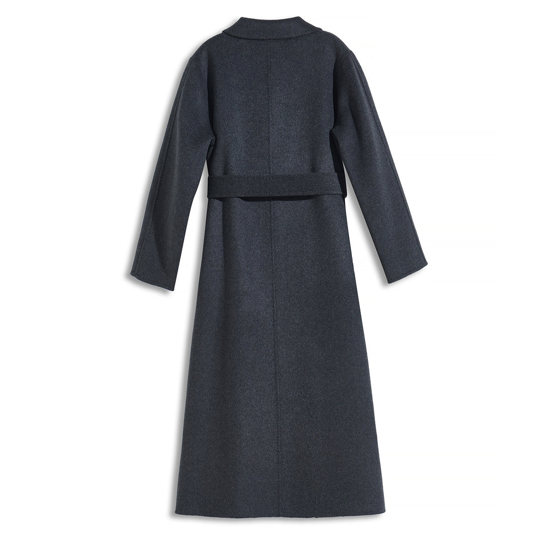 Statement Silhouette Long Coat – 10% Cashmere, 90% Wool,Charcoal Gray SCT605
