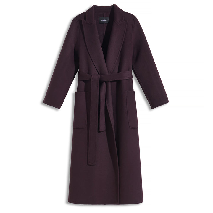 Statement Silhouette Long Coat – 10% Cashmere, 90% Wool,Charcoal Gray SCT605