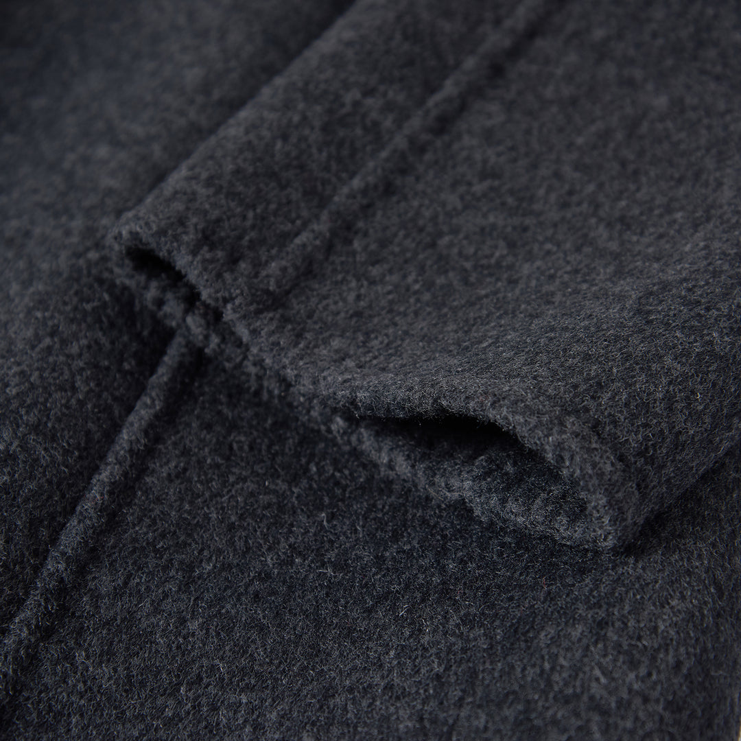 Statement Silhouette Long Coat – 10% Cashmere, 90% Wool,Charcoal Gray SCT605
