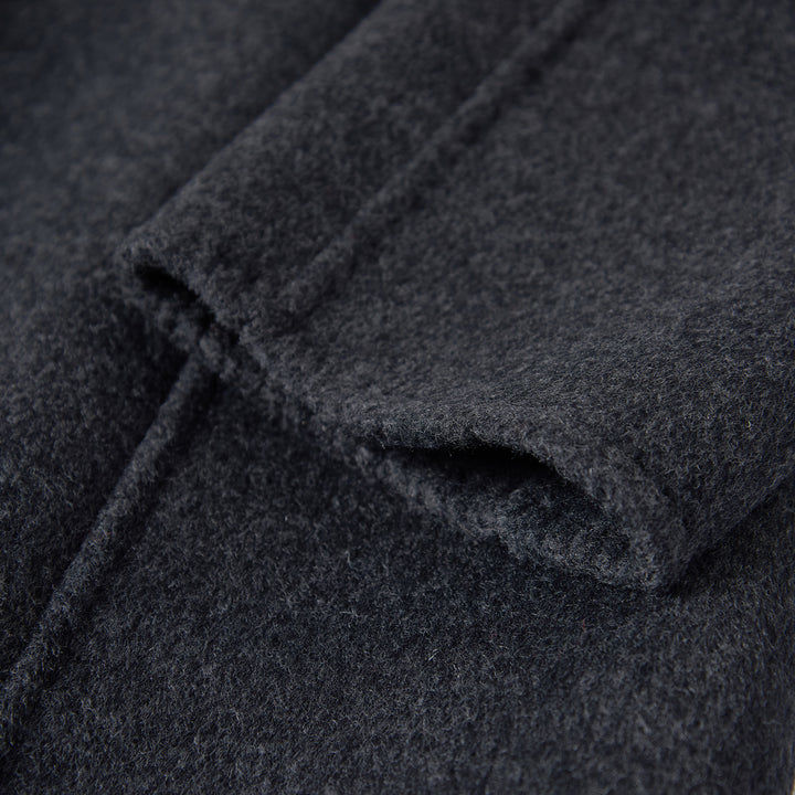 Statement Silhouette Long Coat – 10% Cashmere, 90% Wool,Charcoal Gray SCT605