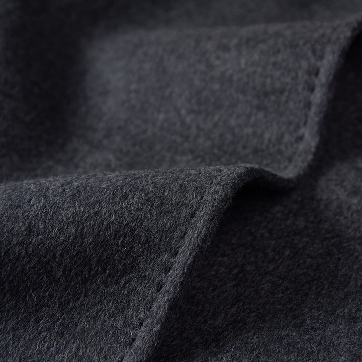 Statement Silhouette Long Coat – 10% Cashmere, 90% Wool,Charcoal Gray SCT605