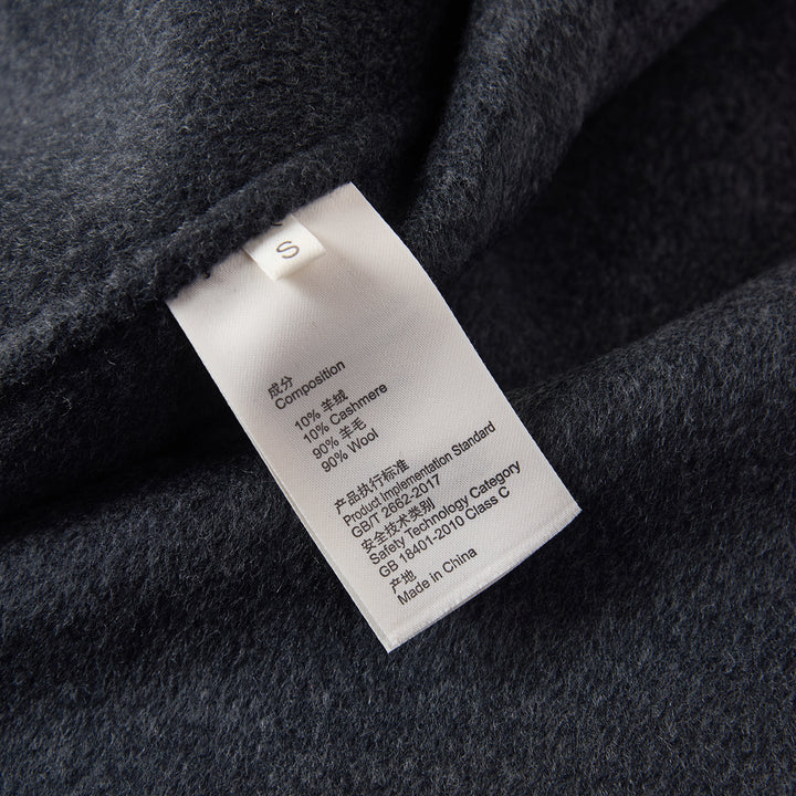 Statement Silhouette Long Coat – 10% Cashmere, 90% Wool,Charcoal Gray SCT605