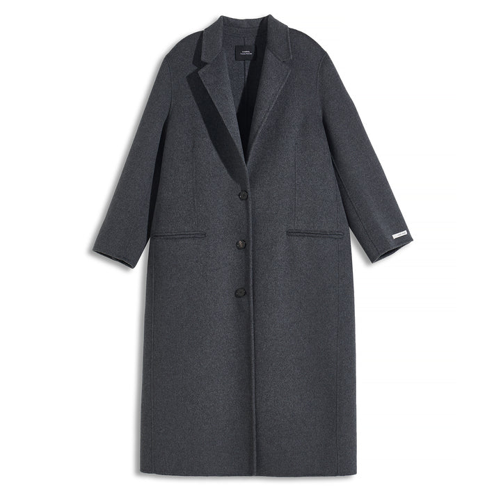 Minimalist Wool Blend Long Coat – 5% Cashmere Tailored Winter Coat for Women SCT303