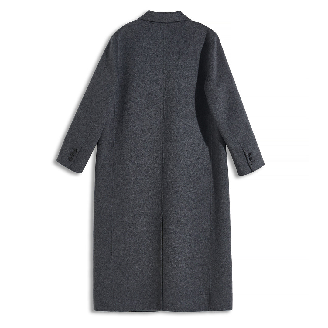 Minimalist Wool Blend Long Coat – 5% Cashmere Tailored Winter Coat for Women SCT303