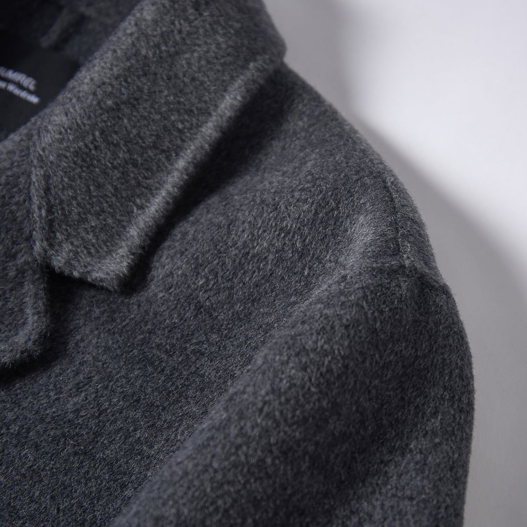 Minimalist Wool Blend Long Coat – 5% Cashmere Tailored Winter Coat for Women SCT303