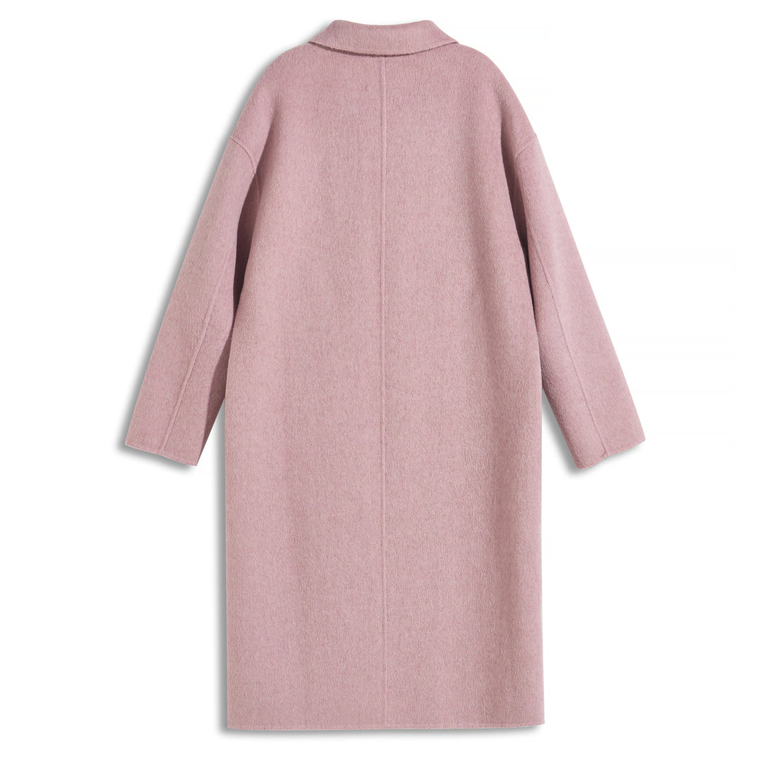 100% Wool Long Coat for Women – Minimalist Single-Breasted Warm Winter Overcoat SCT007