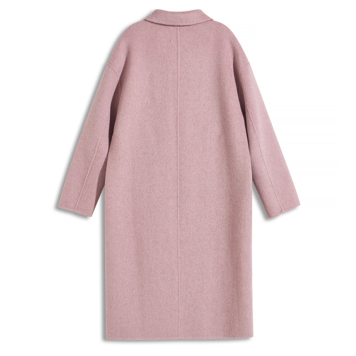 100% Wool Long Coat for Women – Minimalist Single-Breasted Warm Winter Overcoat SCT007