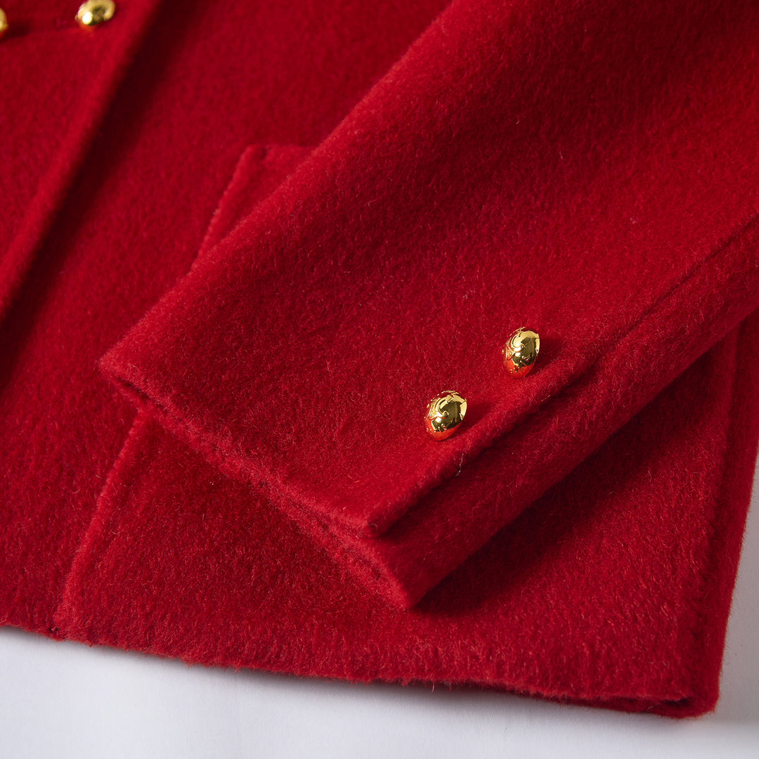 Women’s 100% Wool Short Coat – Minimalist Cropped Jacket Warm Elegant Outerwear SCT008