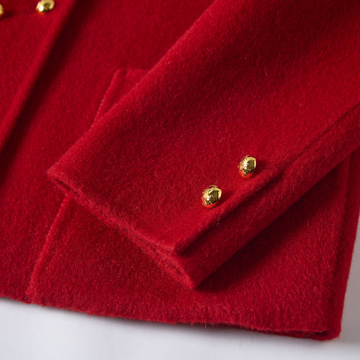 Women’s 100% Wool Short Coat – Minimalist Cropped Jacket Warm Elegant Outerwear SCT008