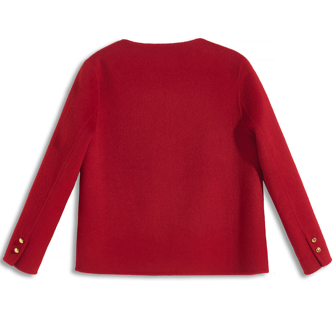 Women’s 100% Wool Short Coat – Minimalist Cropped Jacket Warm Elegant Outerwear SCT008