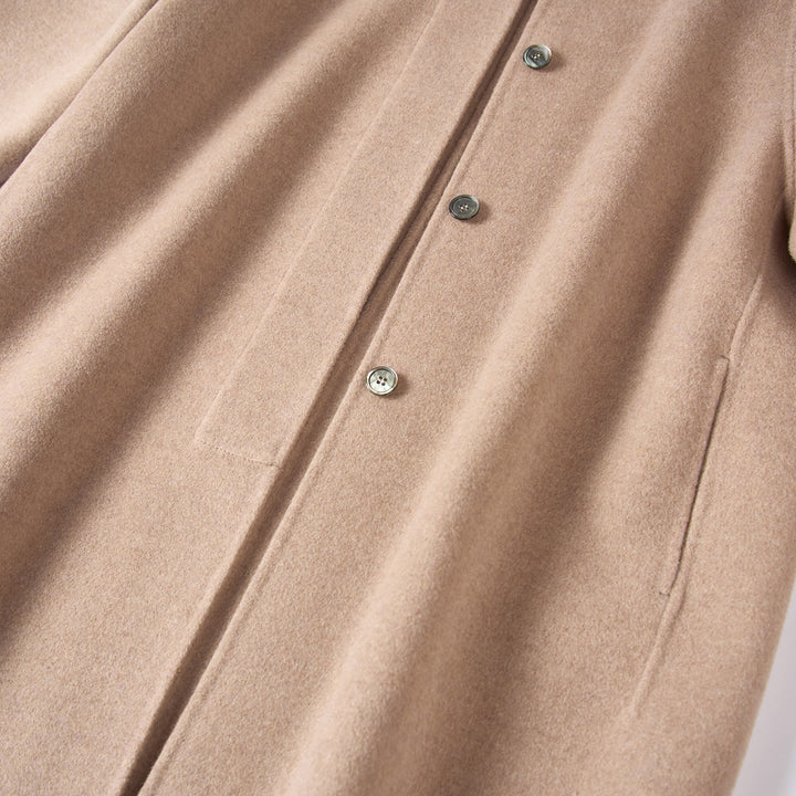 100% Wool Minimalist Coat for Women – Elegant Stand Collar Mid-Length Winter Coat SCT009