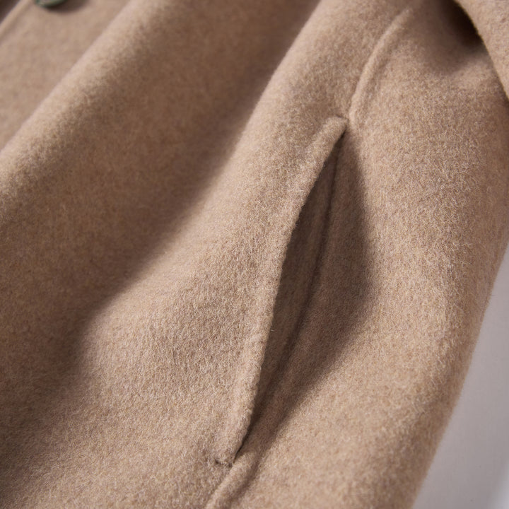 100% Wool Minimalist Coat for Women – Elegant Stand Collar Mid-Length Winter Coat SCT009